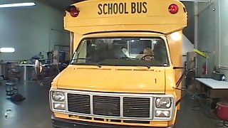 Pigtail Blonde Gets Fucked Next to a School Bus.