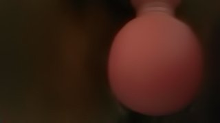Ebony black pussy squirts with toy