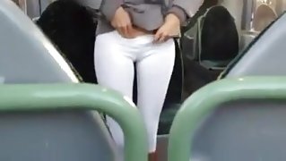 German college girl bitch Blows in the Bus
